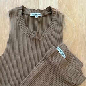 Cotton Citizen Brown Ibiza Ribbed Crop Top/Shorts Set XS.